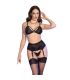 CHILIROSE CR 4728 SET SUJETADOR TANGA MEDIAS NEGRO S